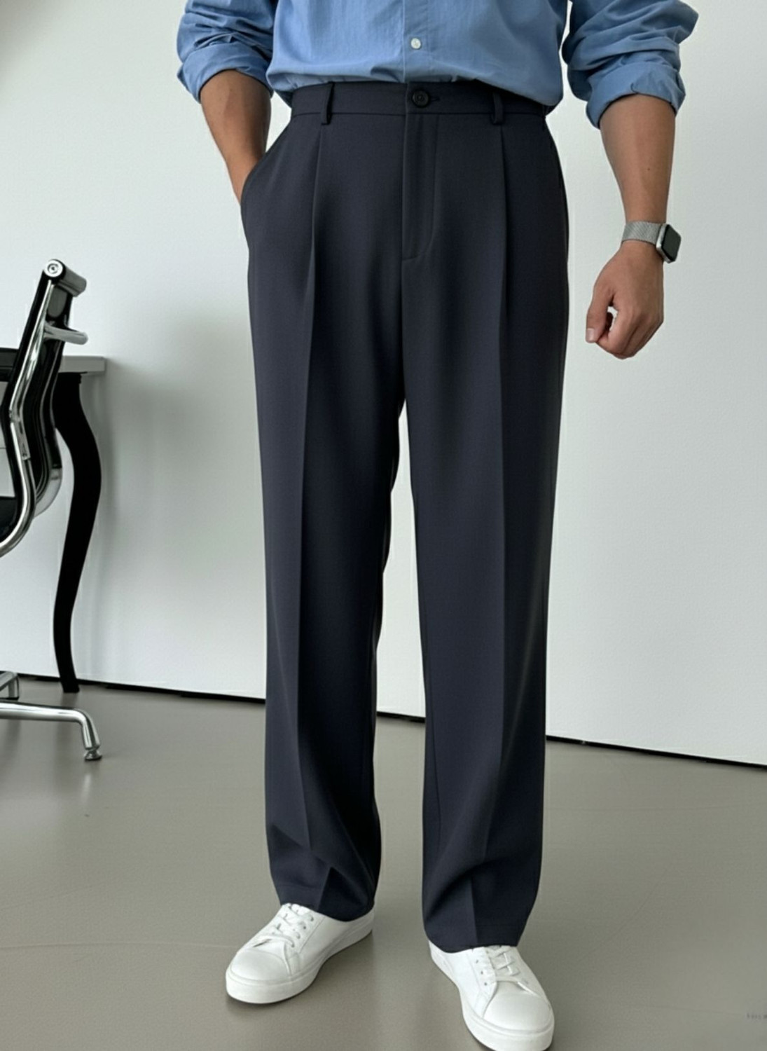 Image of INDICLUB Relaxed Men Blue Trousers