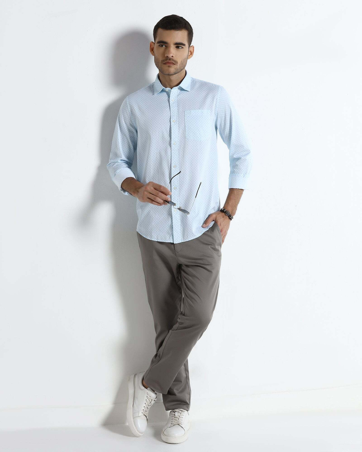 Image of Blackberrys Regular Fit Men Grey Trousers