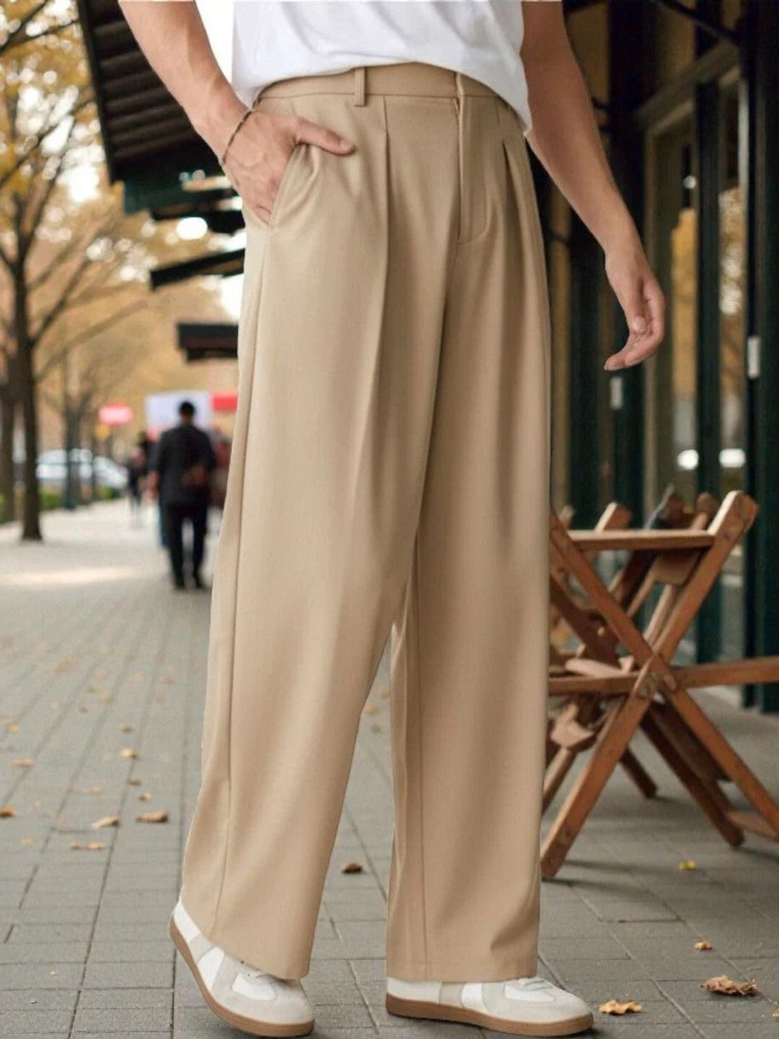 Image of KOTTY Straight Fit Men Beige Trousers