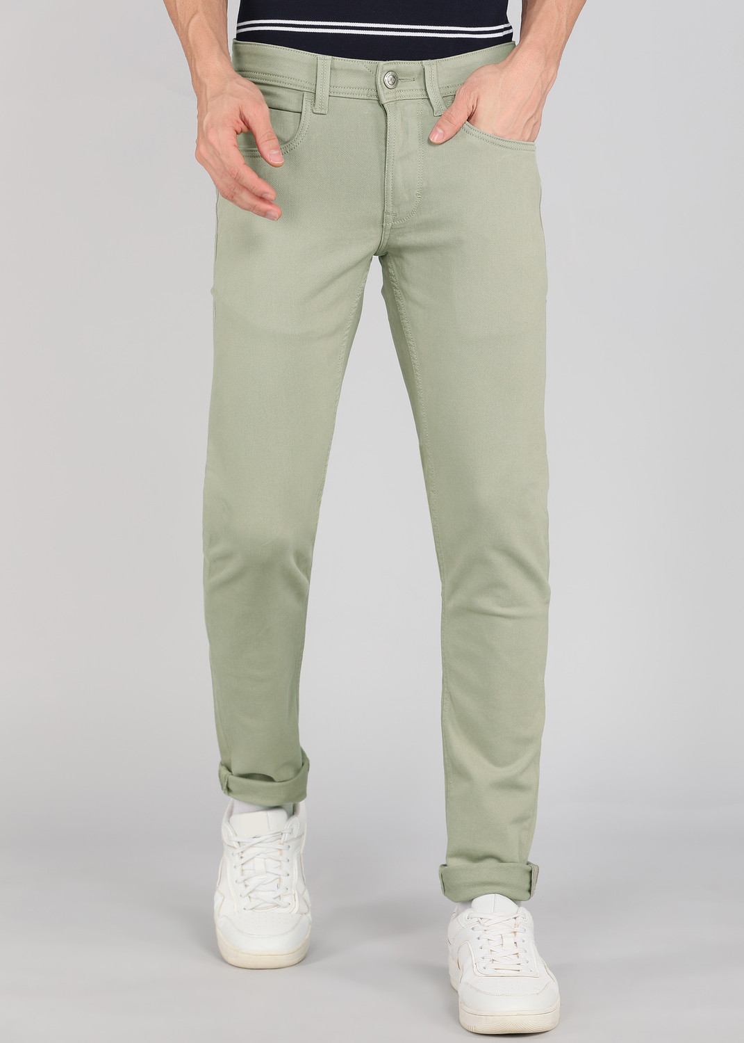 Image of PETER ENGLAND Regular Men Light Green Jeans