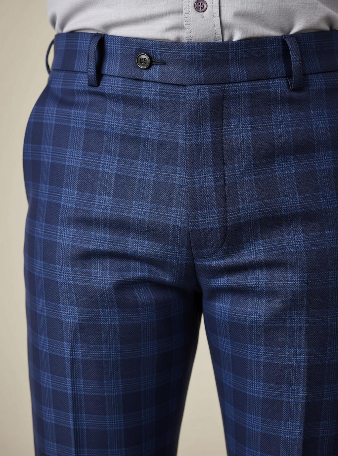 Image of SYLZON Slim Fit Men Blue Trousers