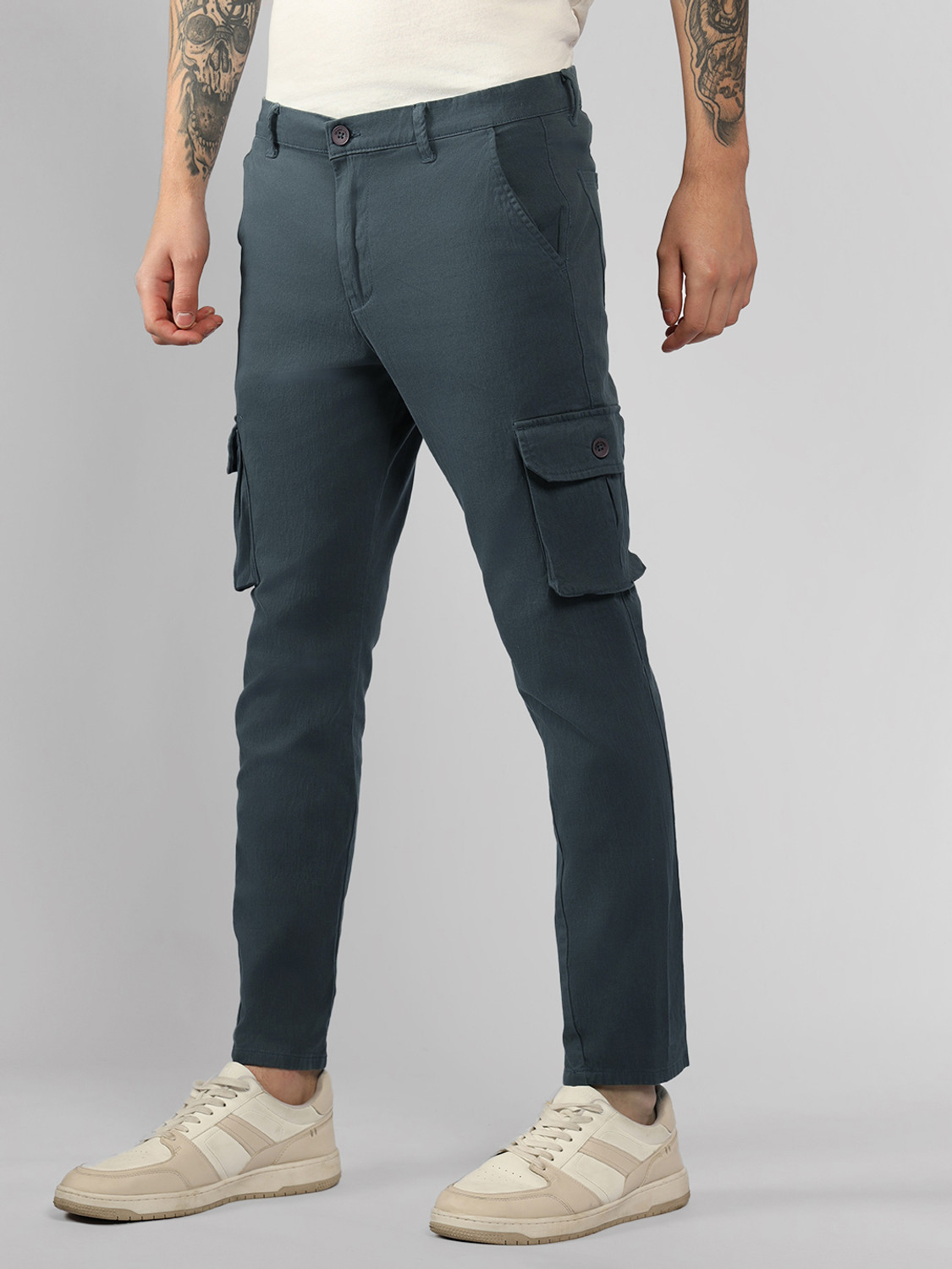 Image of Dennis Lingo Slim Fit Men Grey Trousers