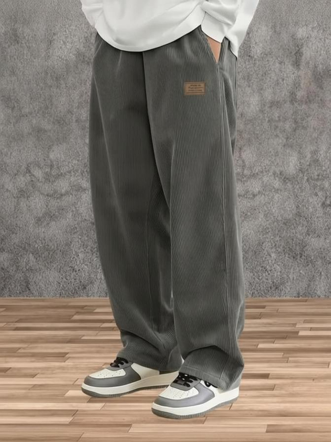 Image of JexPuti Loose Fit Men Grey Trousers