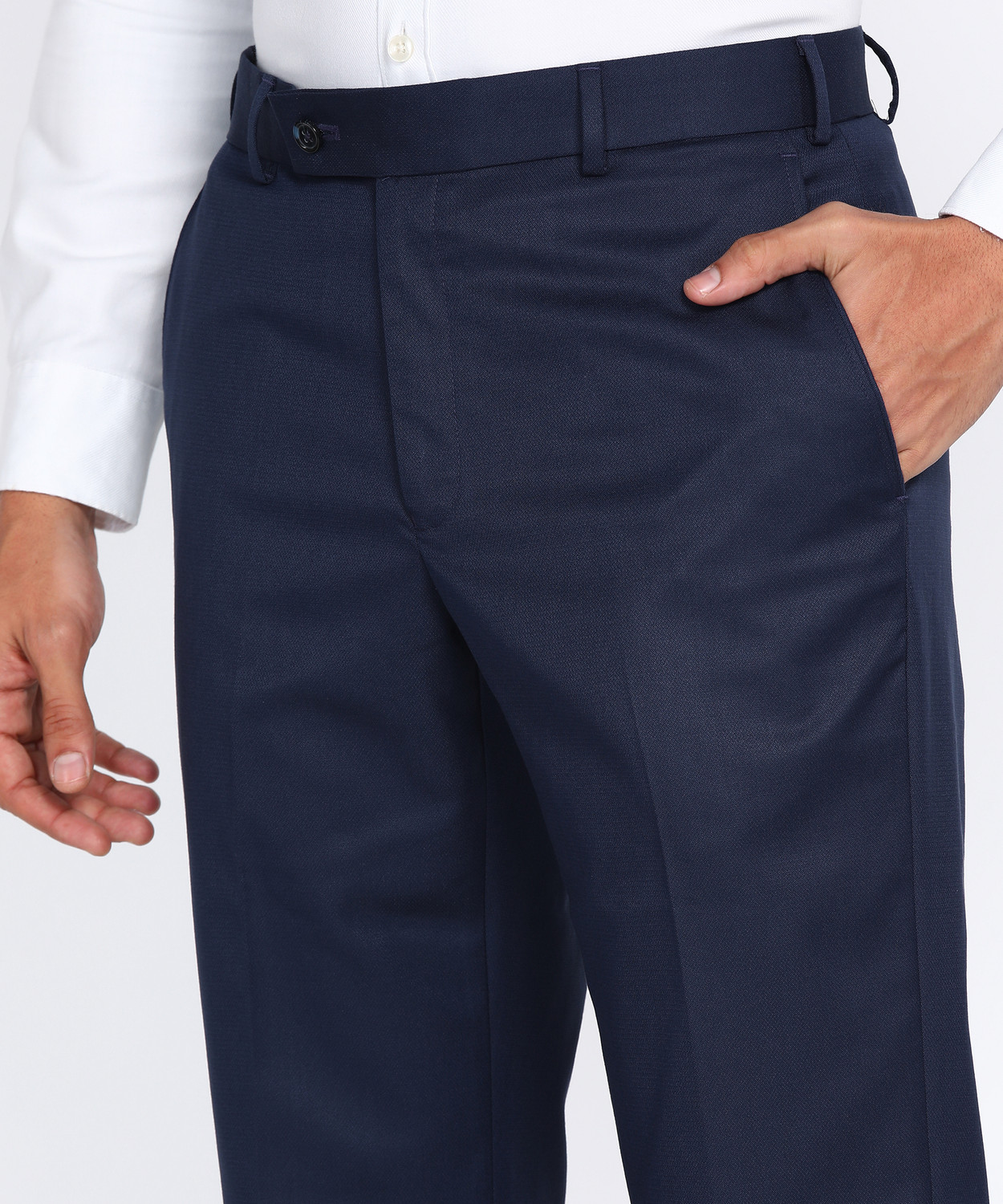 Image of PARK AVENUE Regular Fit Men Dark Blue Trousers