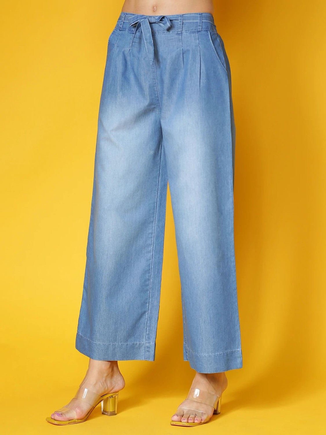 Image of NOVIO Flared Women Blue Trousers