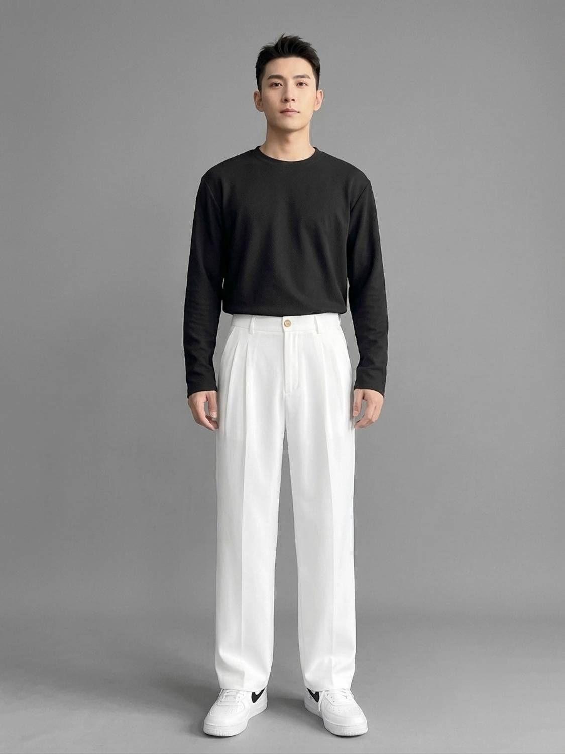 gntrends Straight Fit Men White Trousers - Image 4