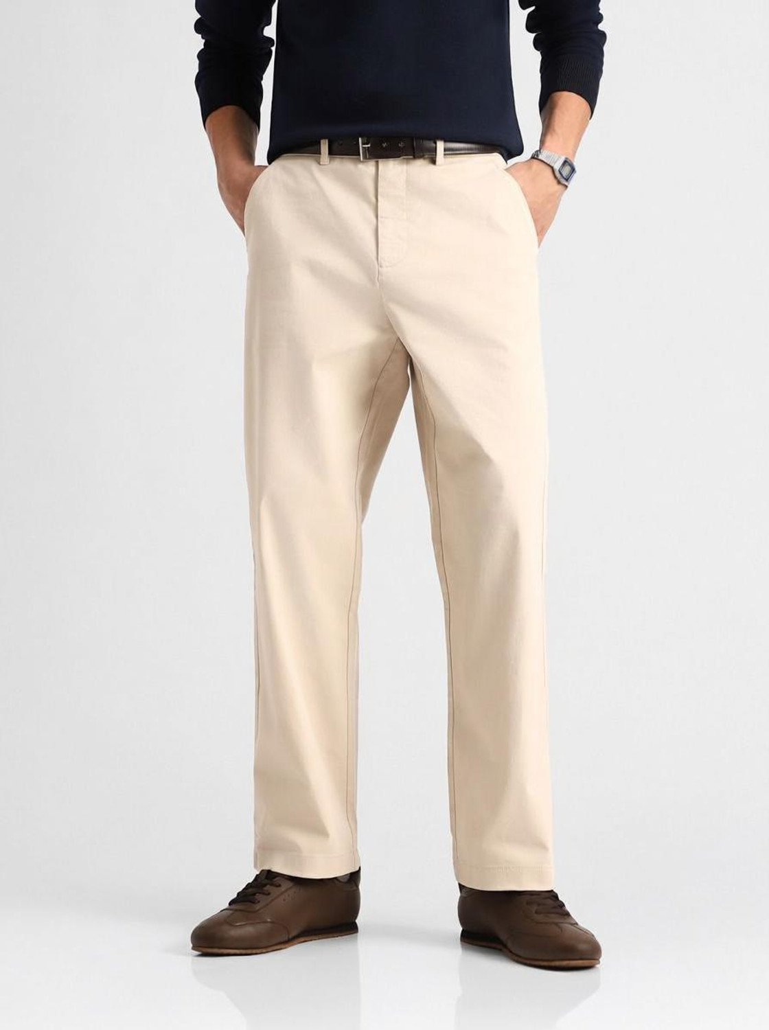 Snitch Relaxed Men Beige Trousers