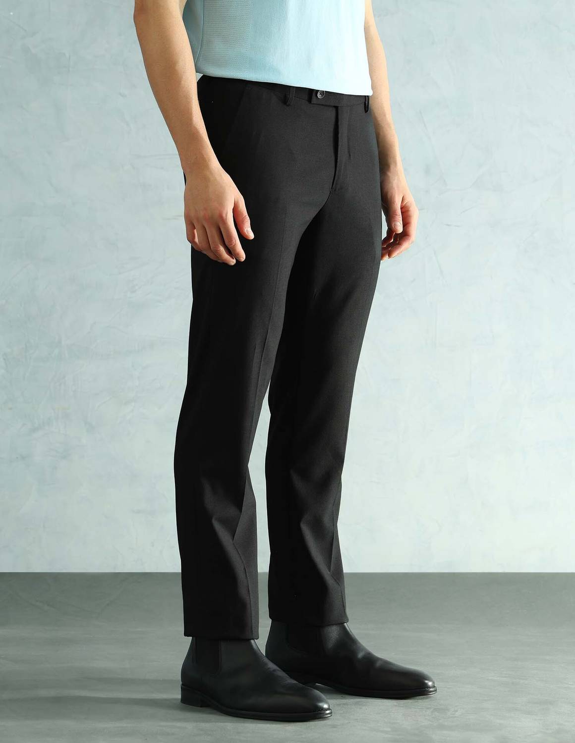 ARROW Slim Fit Black Trousers - Image 2