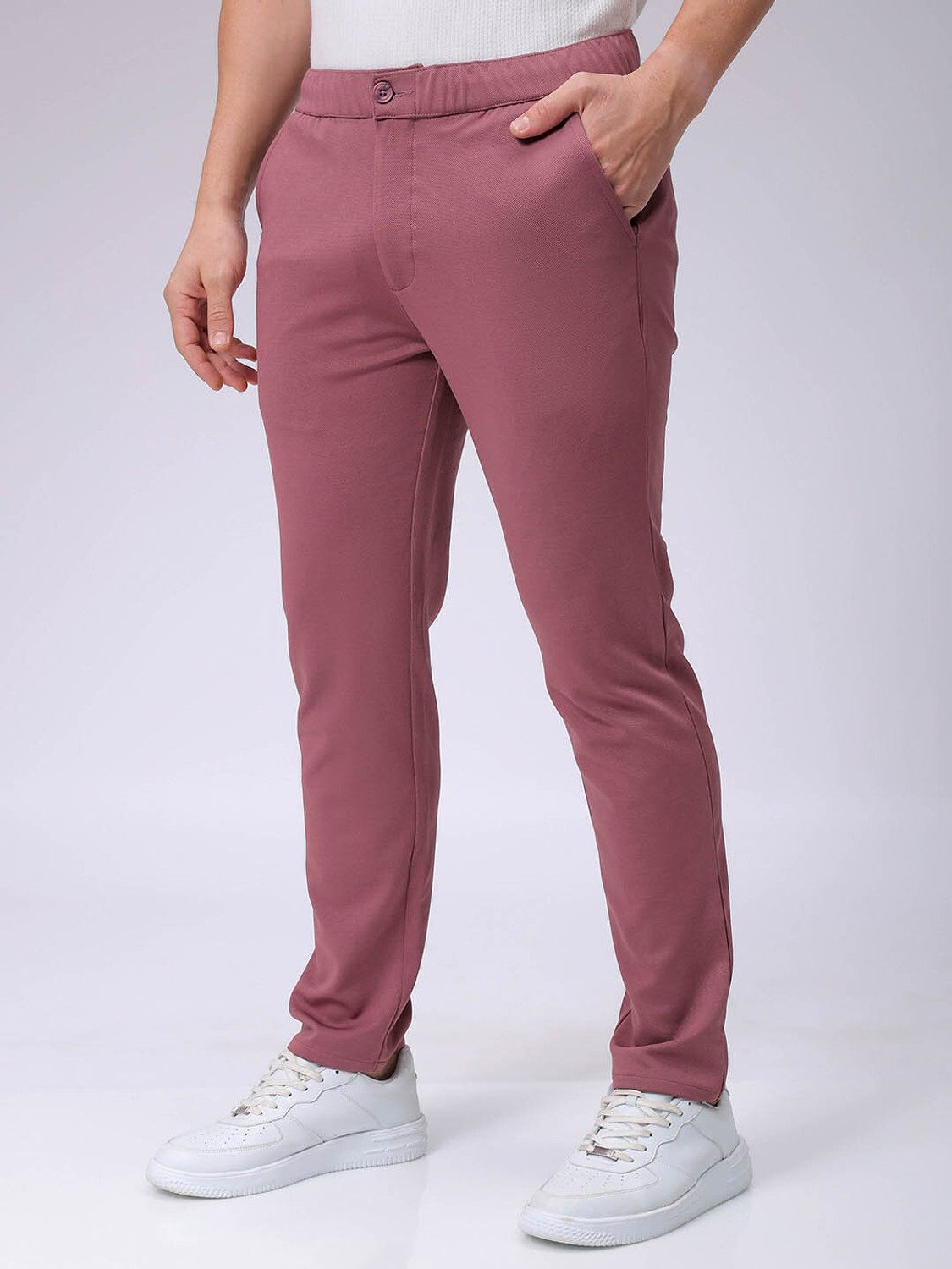 Image of The Indian Garage Co. Slim Fit Men Red Trousers