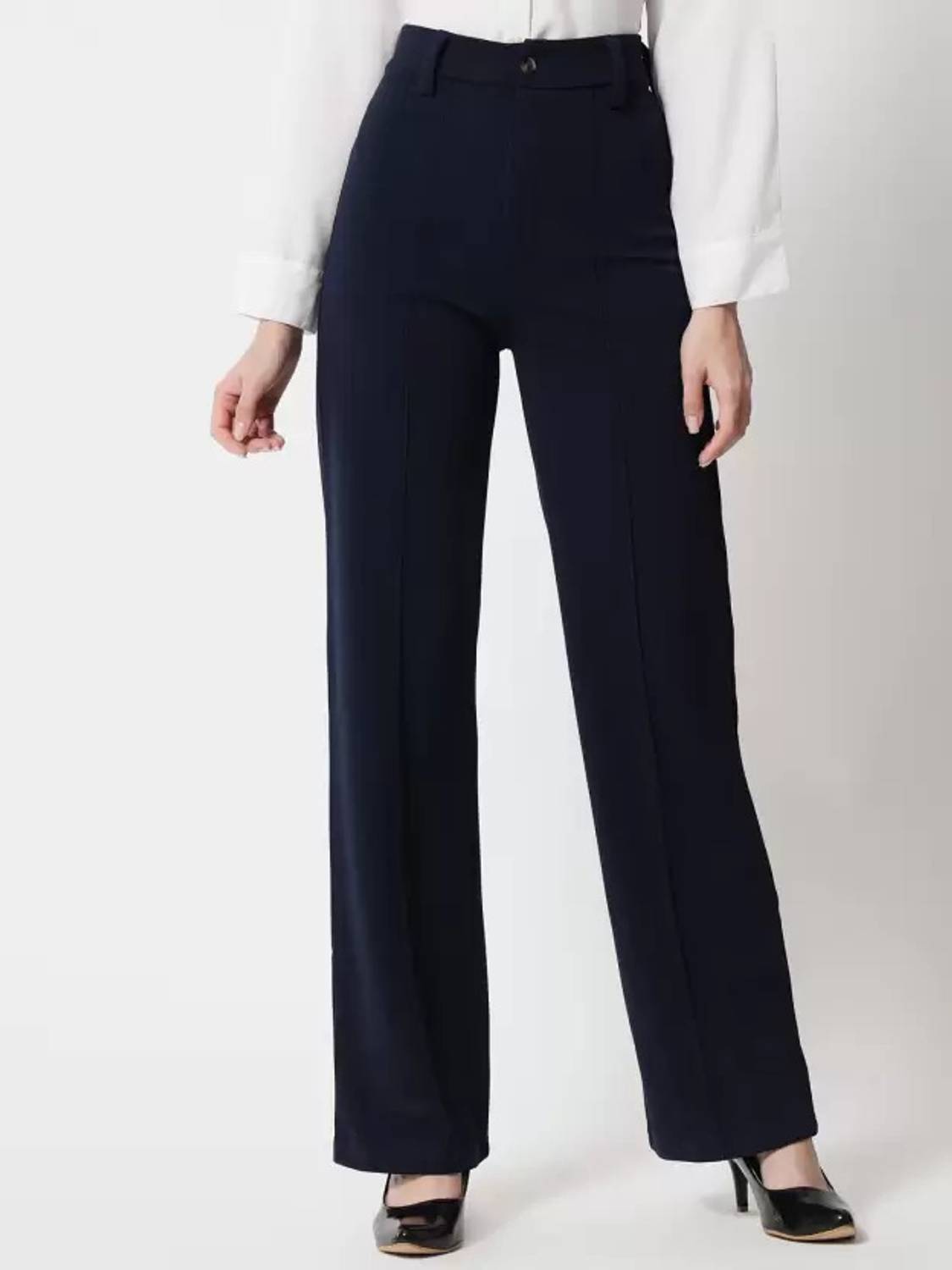 Largear Regular Fit Women Dark Blue Trousers