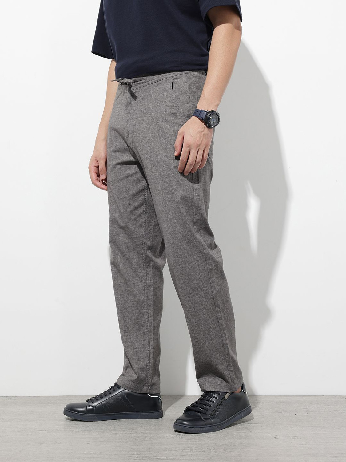 Image of Roadster Regular Fit Men Grey Trousers