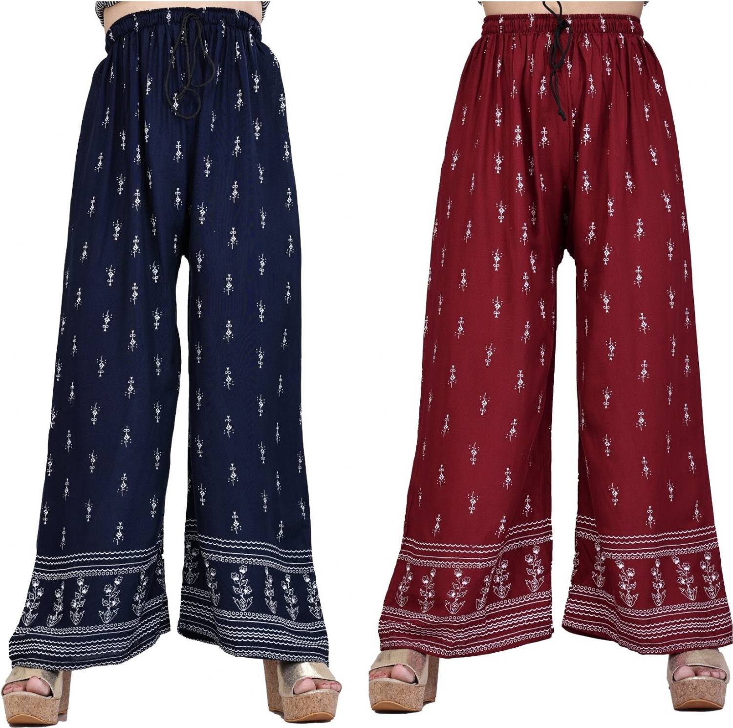 4K FASHION Flared Women Blue, Maroon Trousers