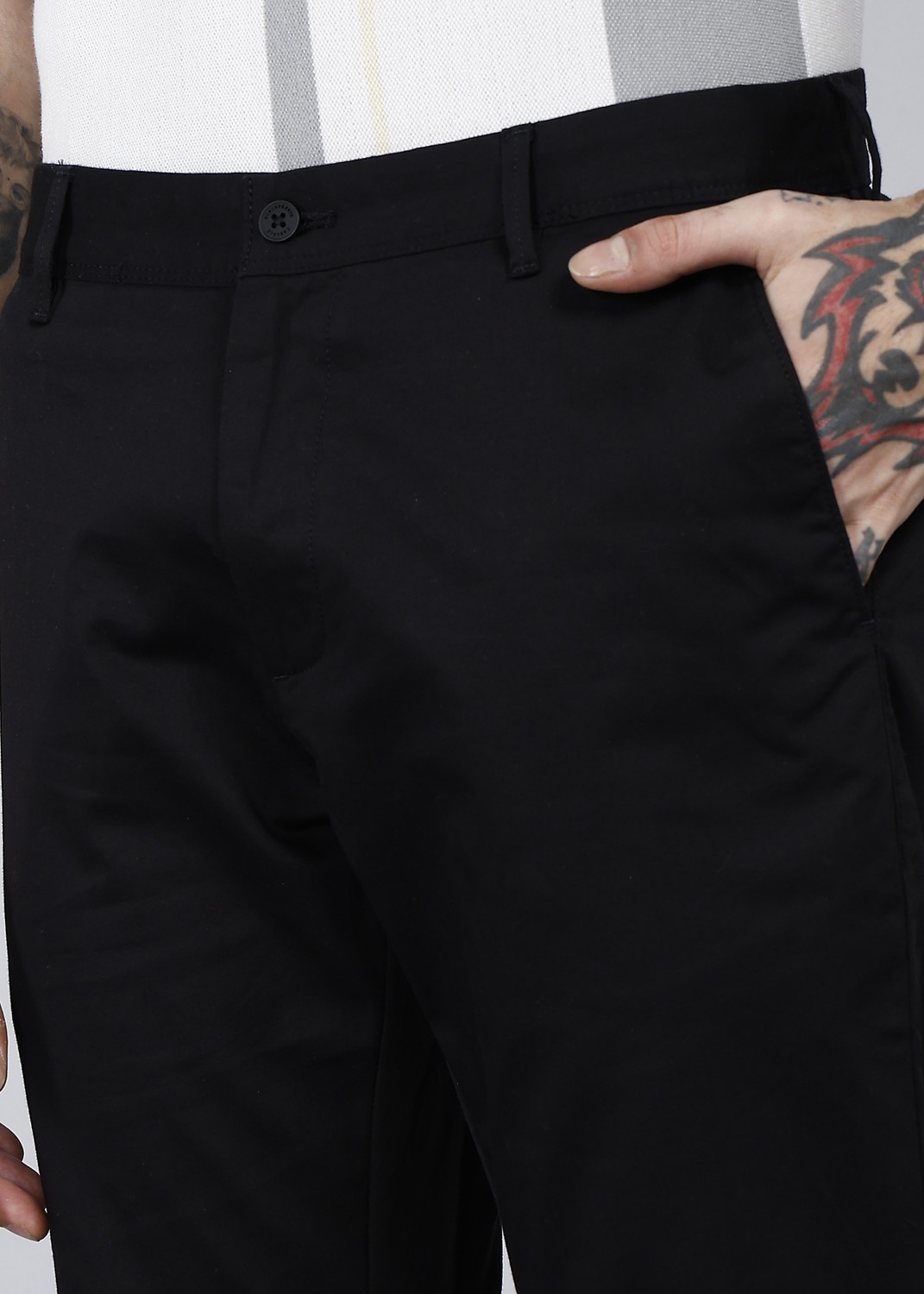 Image of Blackberrys Slim Fit Men Black Trousers