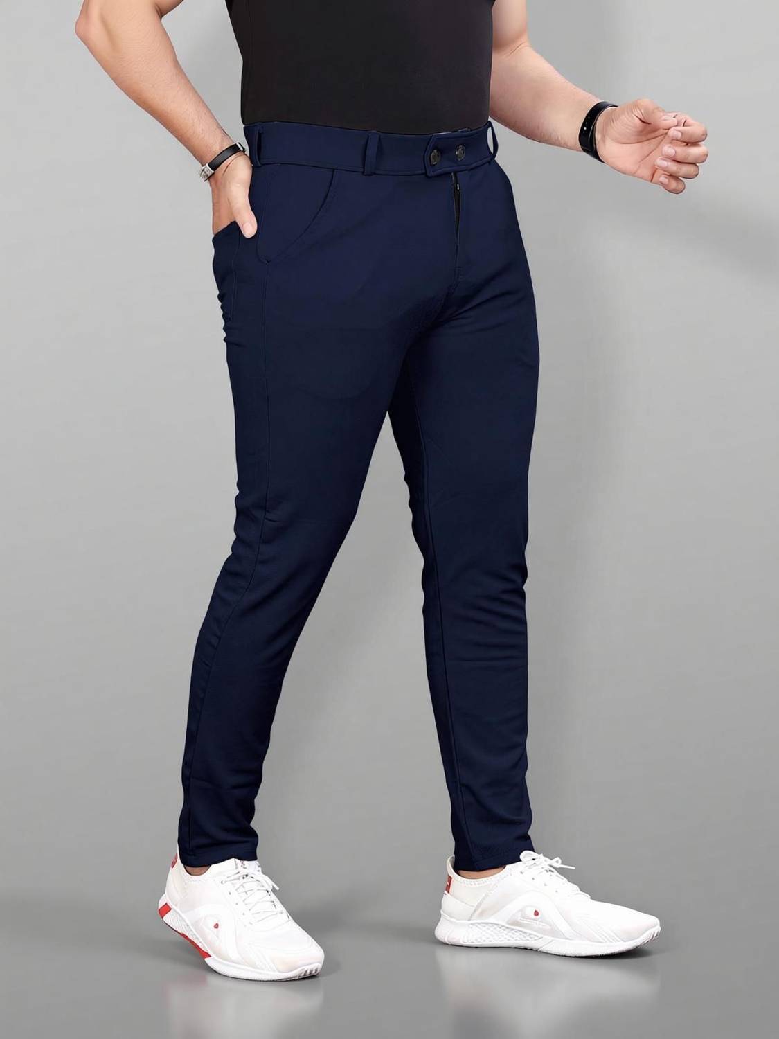 COMBRAIDED Slim Fit Blue Trousers - Image 3