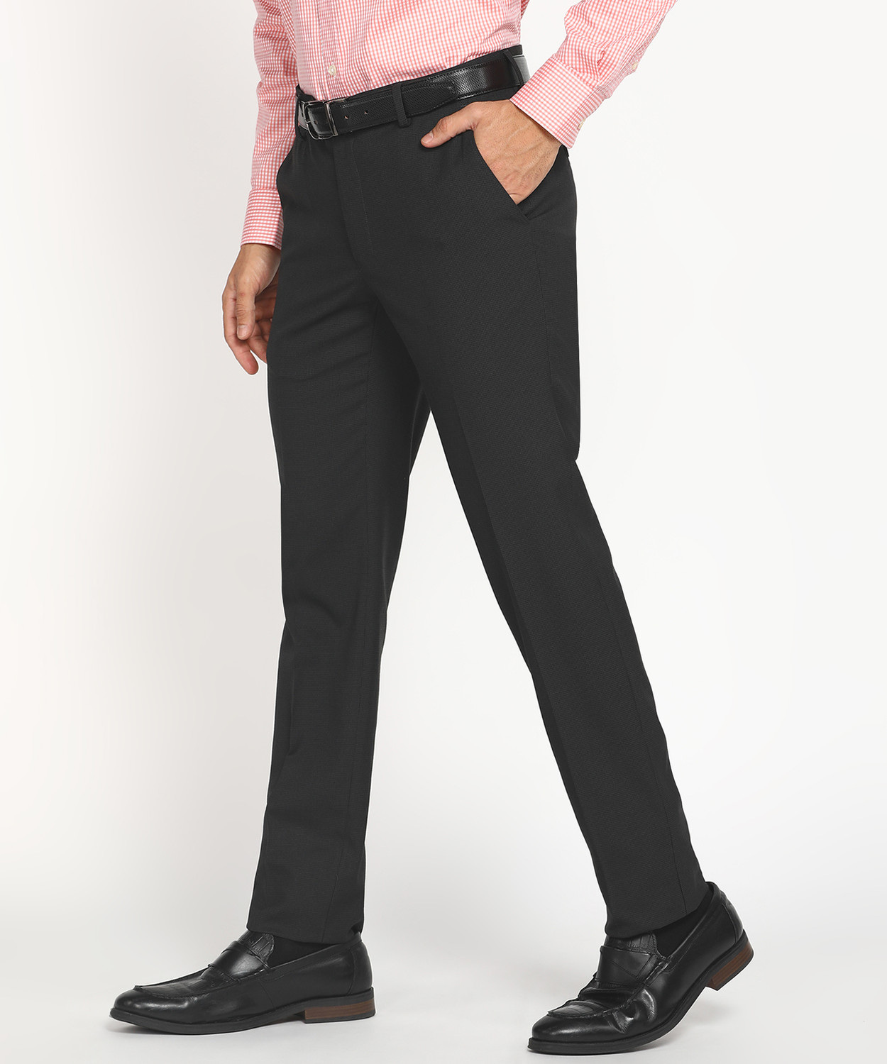 Image of PETER ENGLAND Slim Fit Men Black Trousers