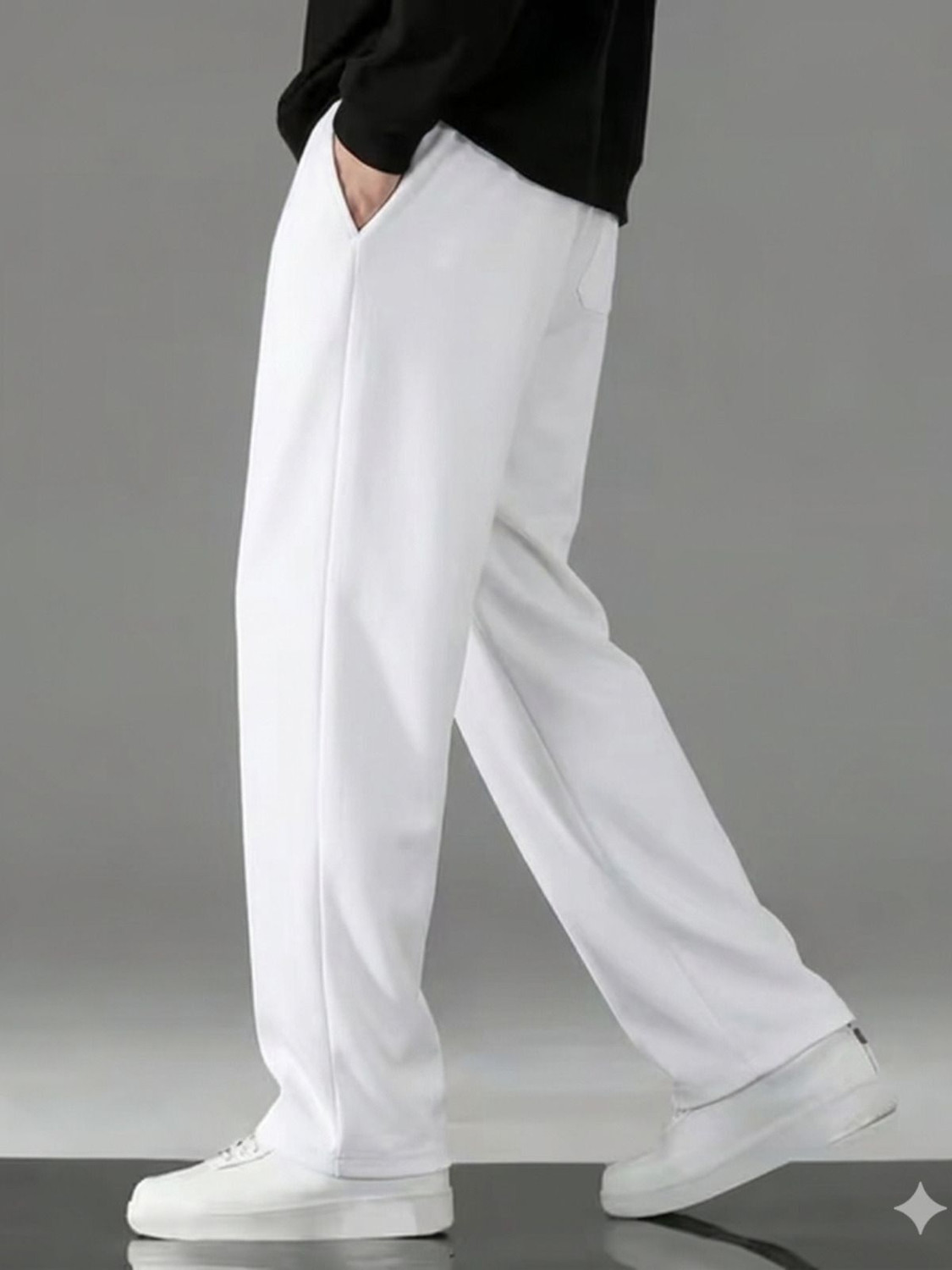 Image of Alpenika Loose Fit Men White Trousers