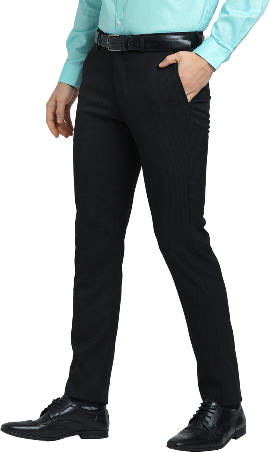 Image of TURTLE Skinny Fit Men Black Trousers