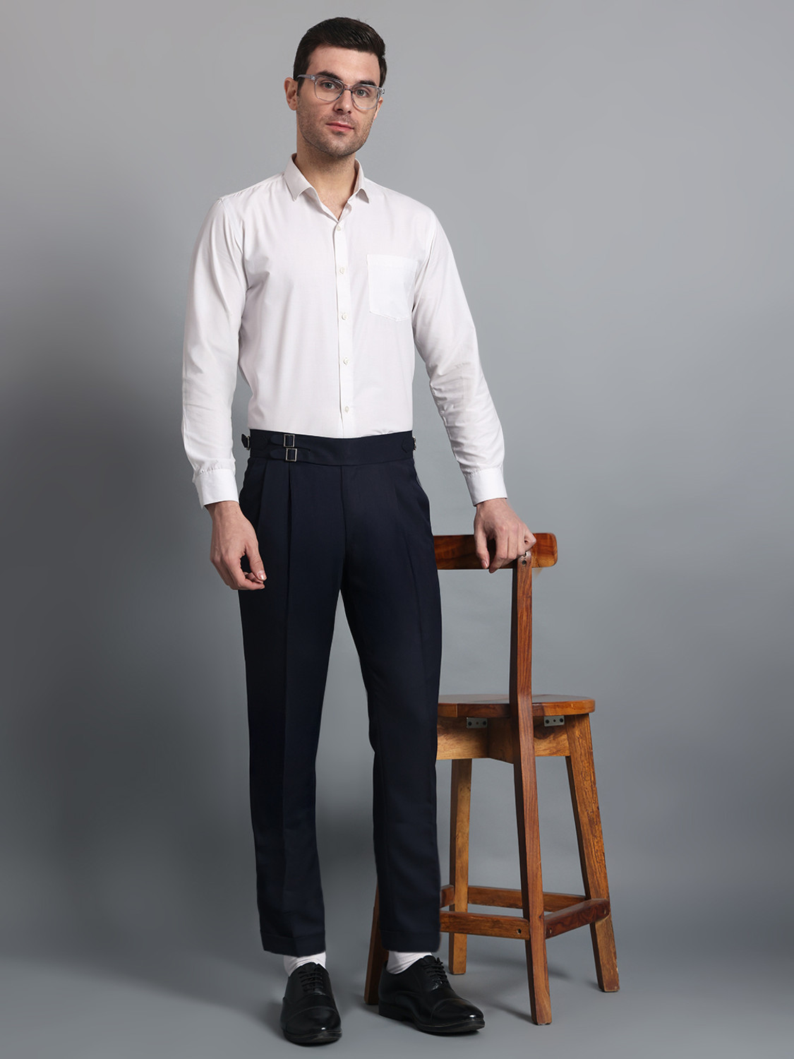 Image of VASTRANU Regular Fit Men Dark Blue Trousers