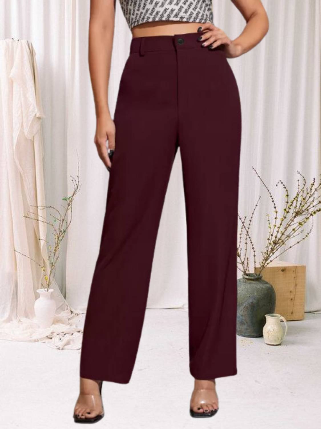 MISS BALIKA Regular Fit Women Maroon Trousers