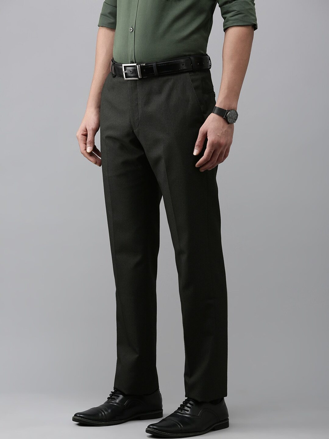 Image of PARK AVENUE Regular Fit Men Grey Trousers