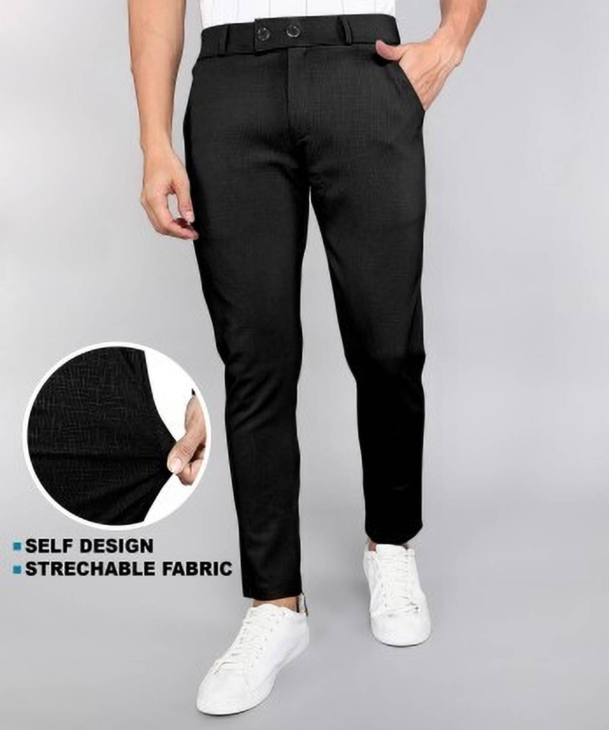 Anshulgarments Regular Fit Men Black Trousers