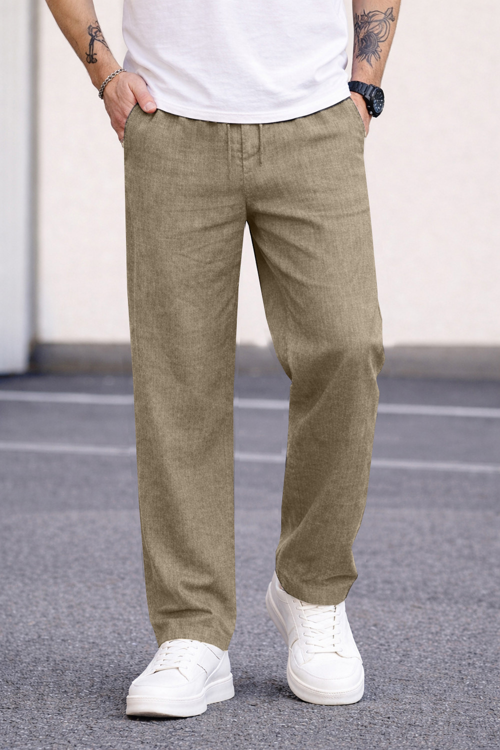 Image of Plus91 Relaxed Men Brown Trousers