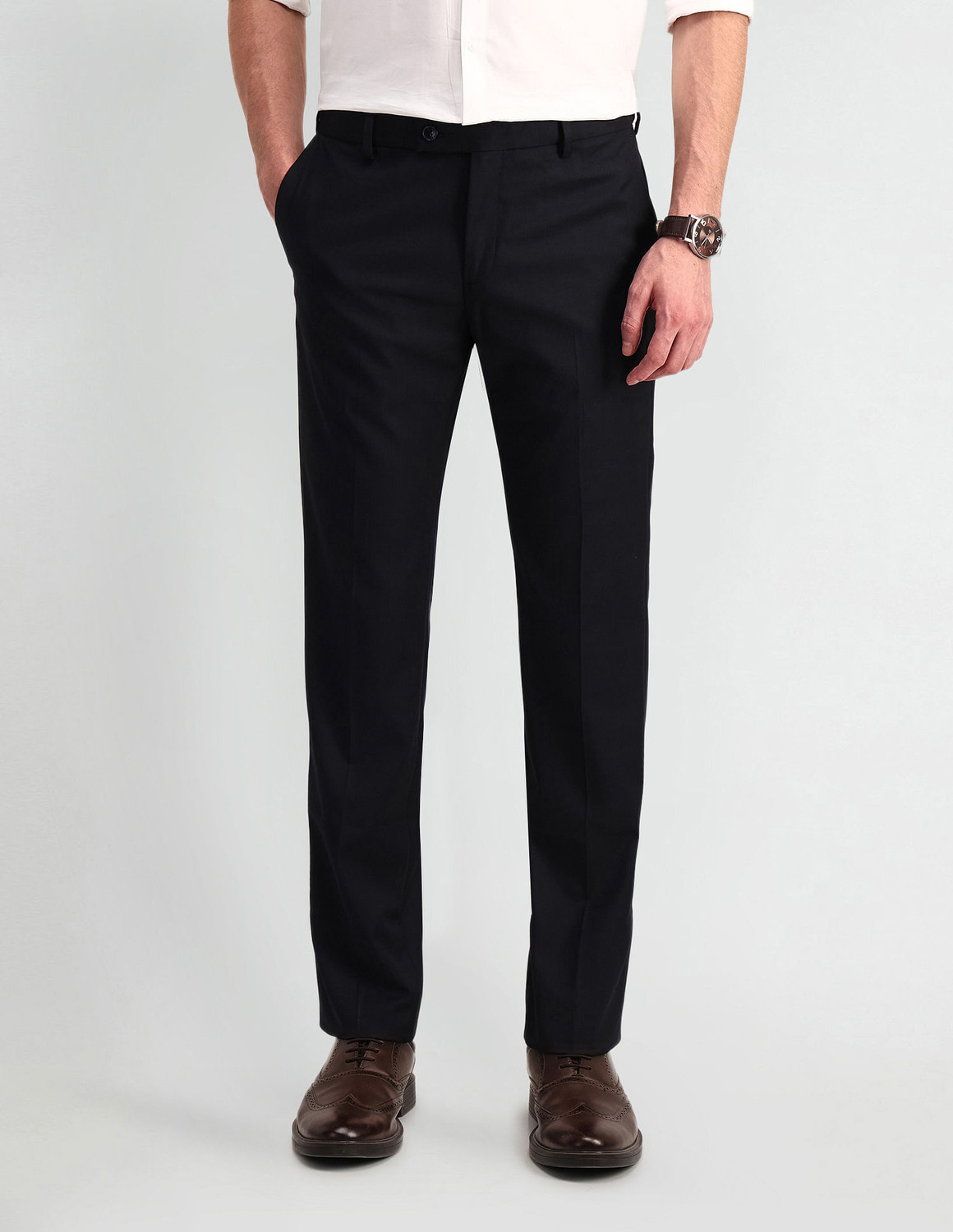 Image of ARROW Slim Fit Men Blue Trousers