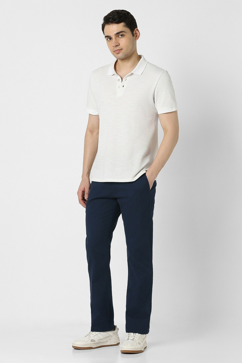 Image of PETER ENGLAND Slim Fit Men Dark Blue Trousers