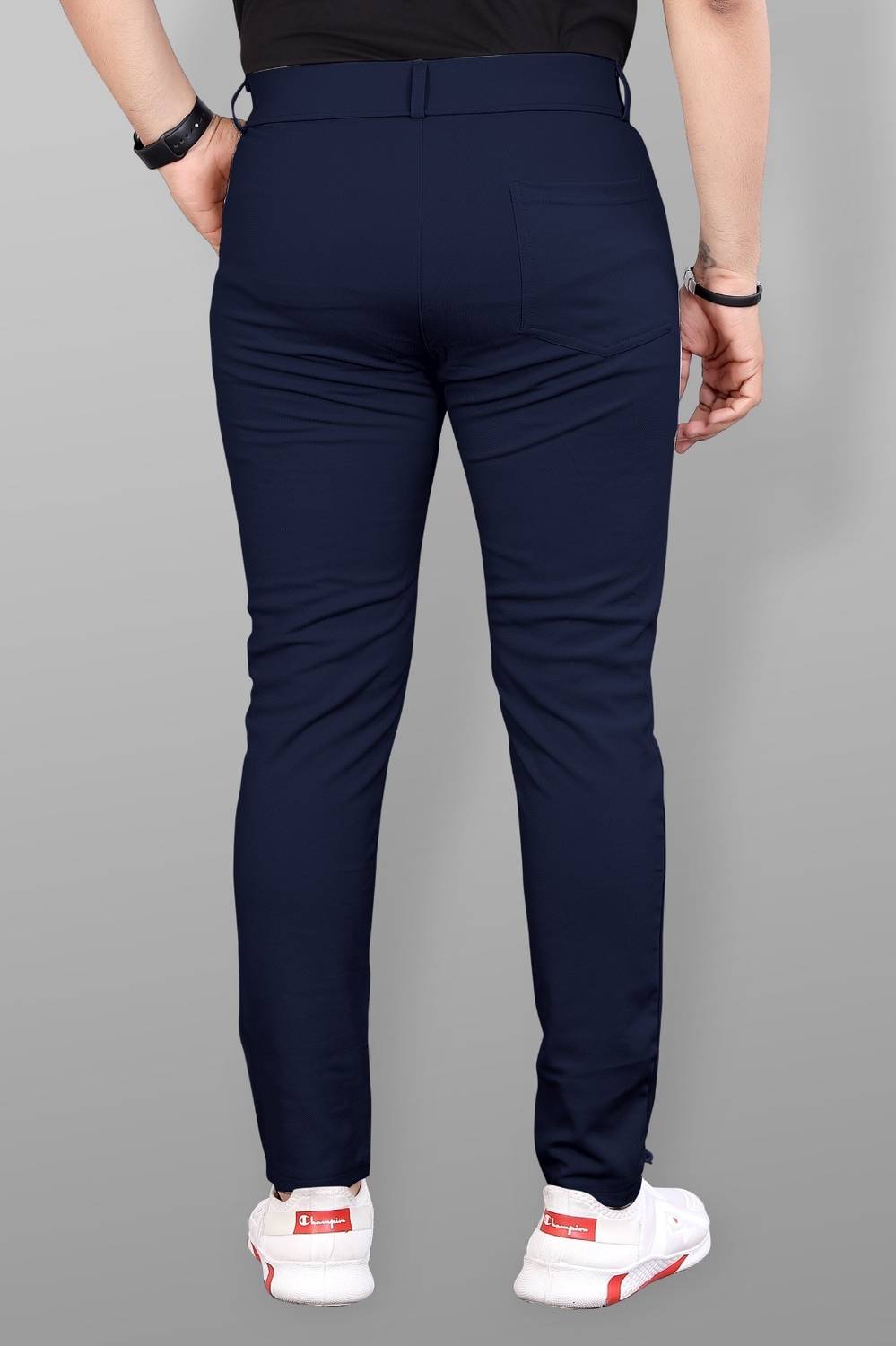 COMBRAIDED Slim Fit Blue Trousers - Image 4