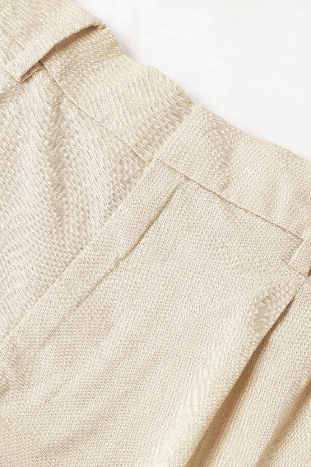Image of Snitch Men Relaxed Beige Linen Blend Trousers