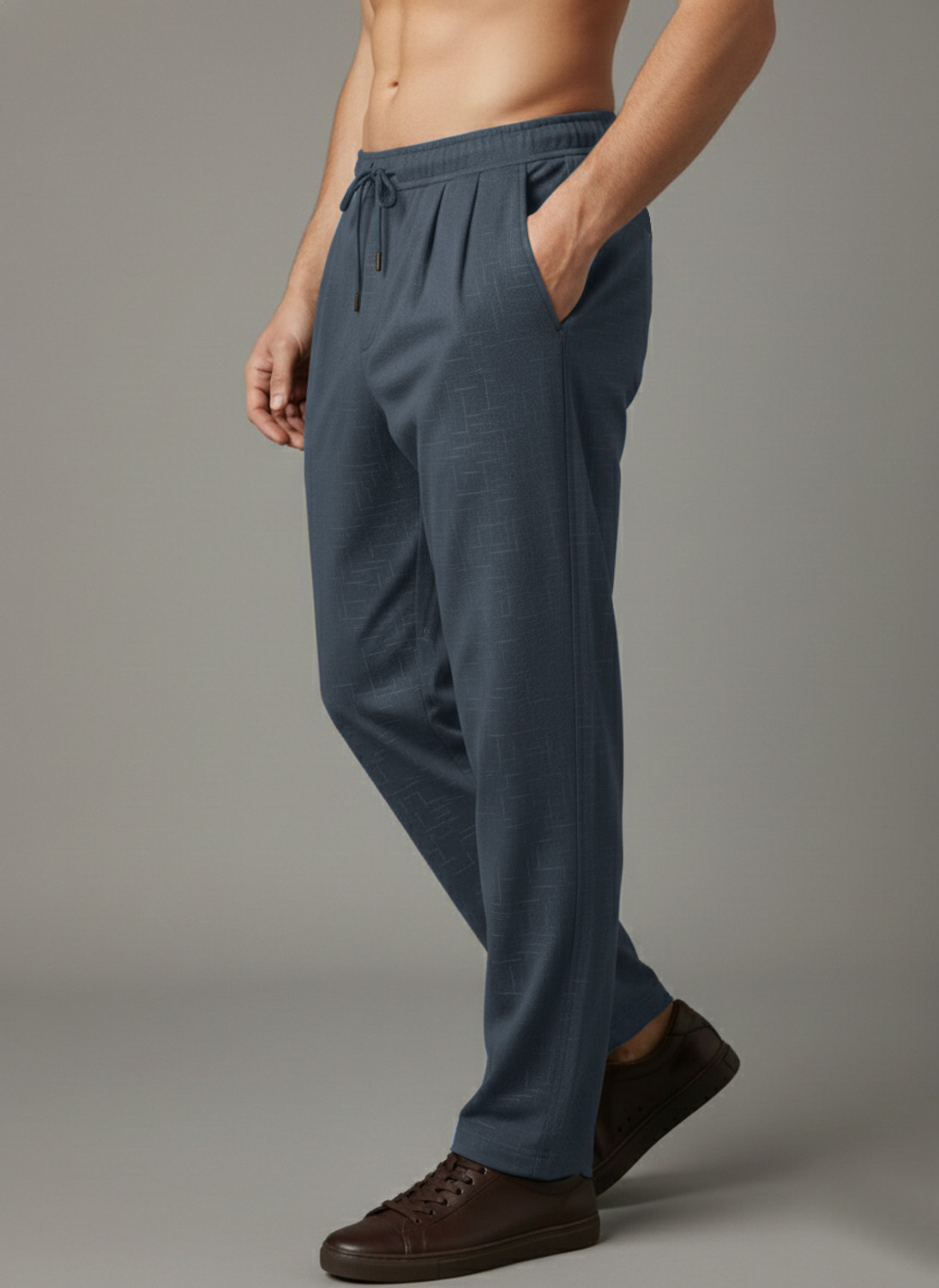 Image of INDICLUB Regular Fit Men Grey Trousers