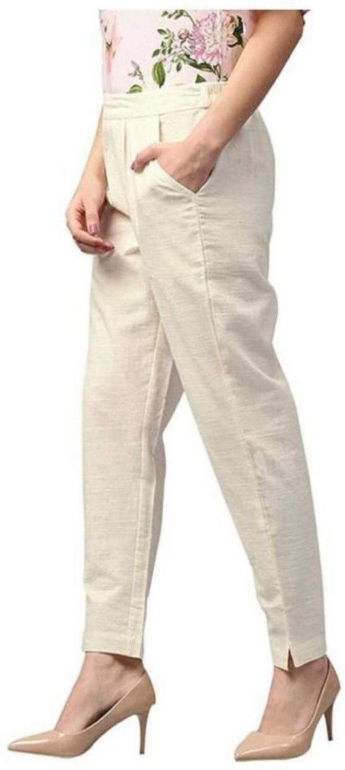 Image of Neelo Kurti Regular Fit Women Cream Trousers