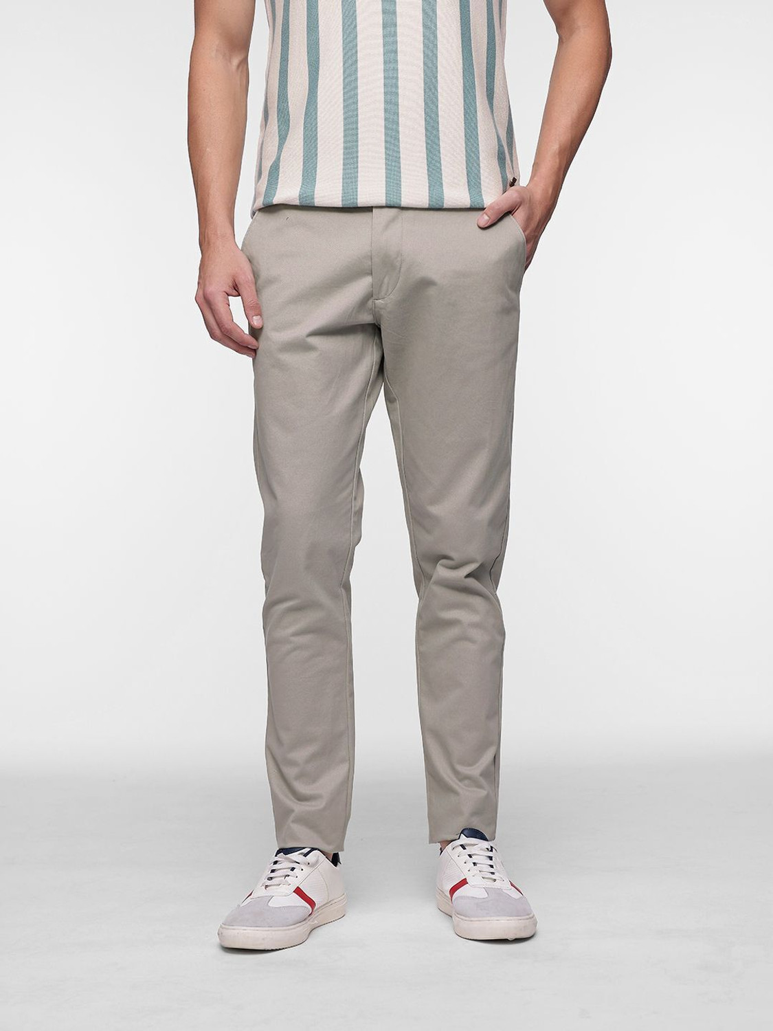 Image of French Connection Slim Fit Men Grey Trousers