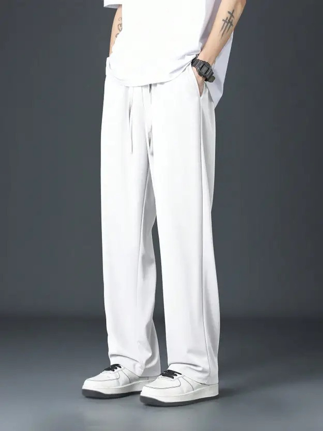 Image of LIBJA Regular Fit Men White Trousers