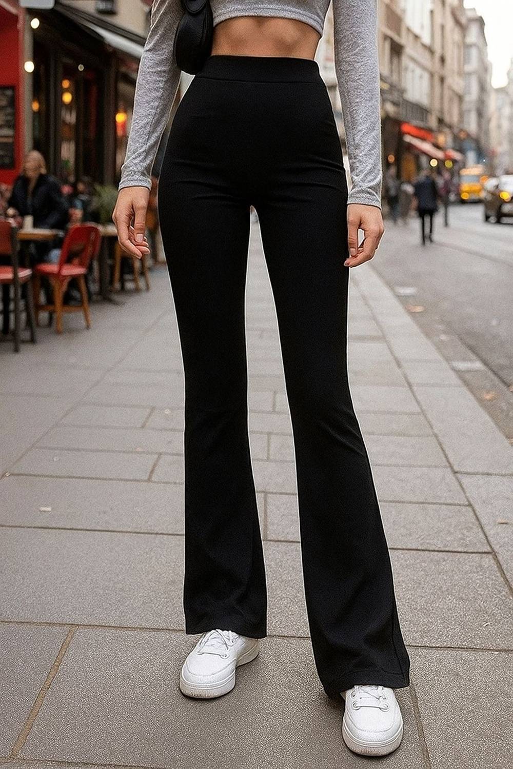 Broadstar Flared Women Black Trousers