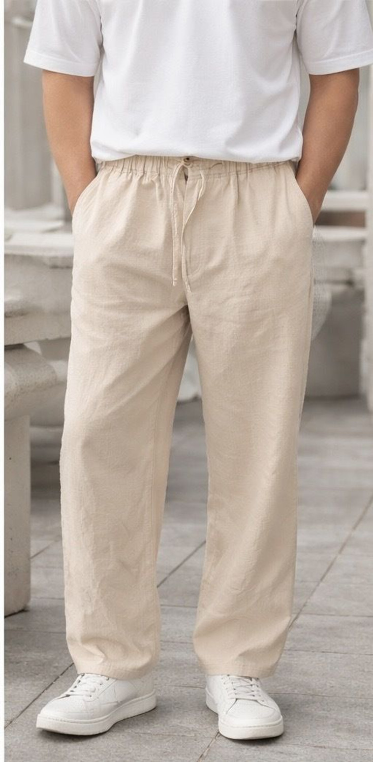 Image of RelaxFit Loose Fit Men Beige Trousers