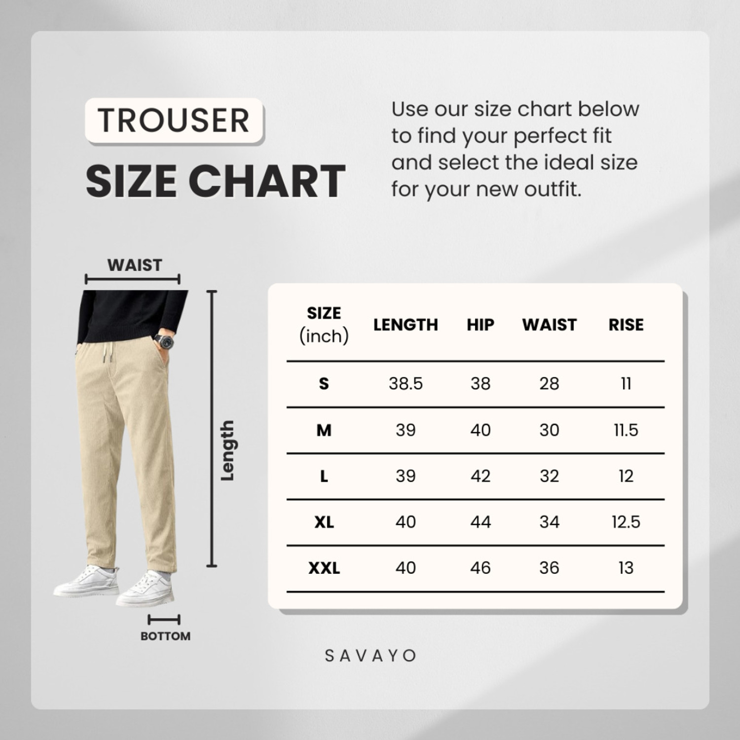 Image of SAVAYO Slim Fit Men Cream Trousers