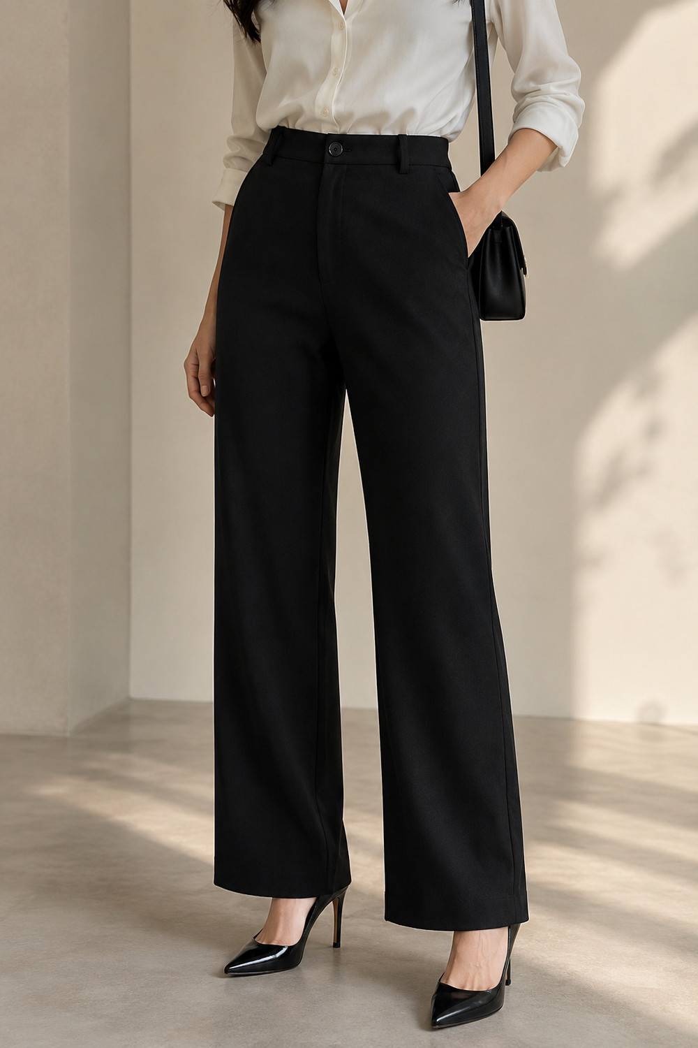 Image of Vevora Straight Fit Women Black Trousers