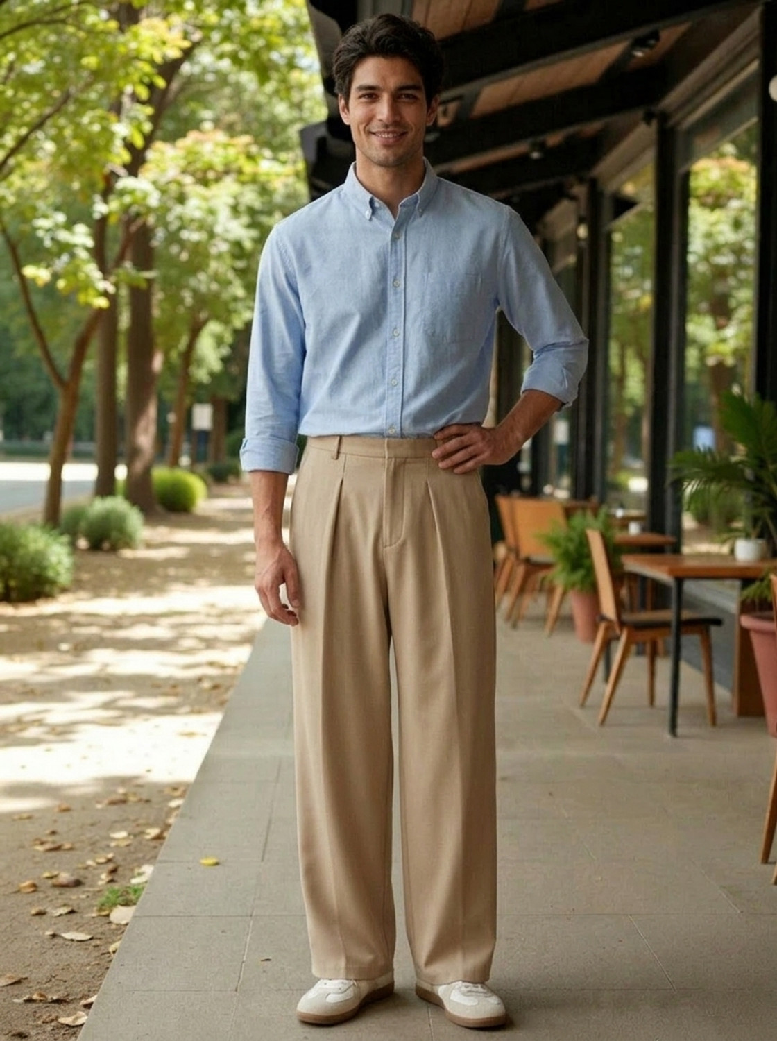 Image of KOTTY Straight Fit Men Beige Trousers