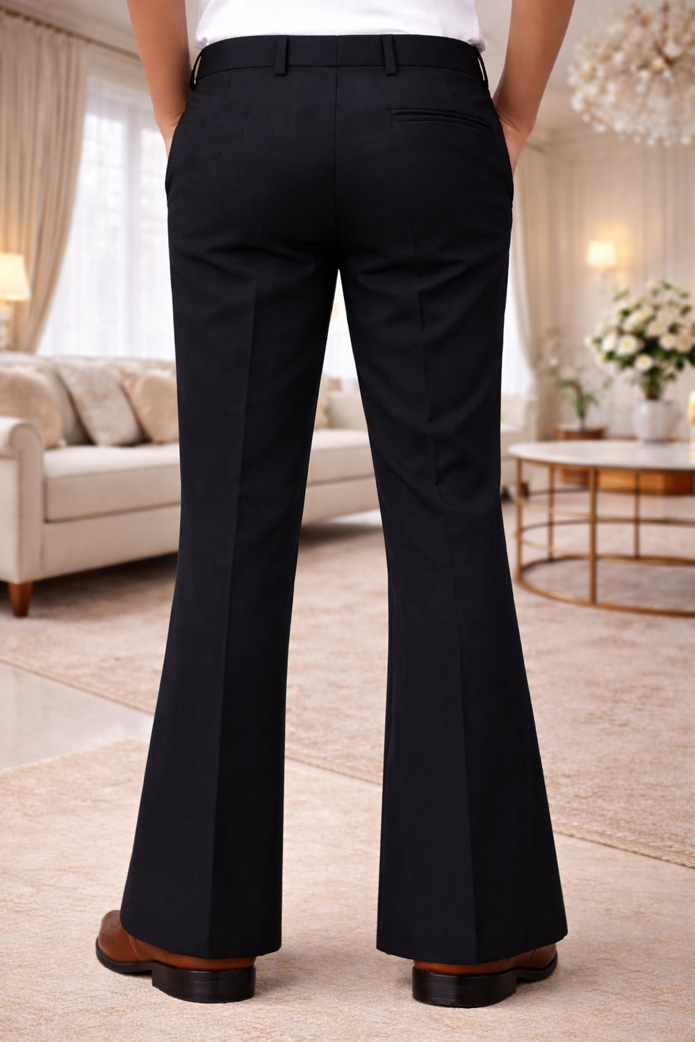 Image of Plus91 Flared Men Black Trousers