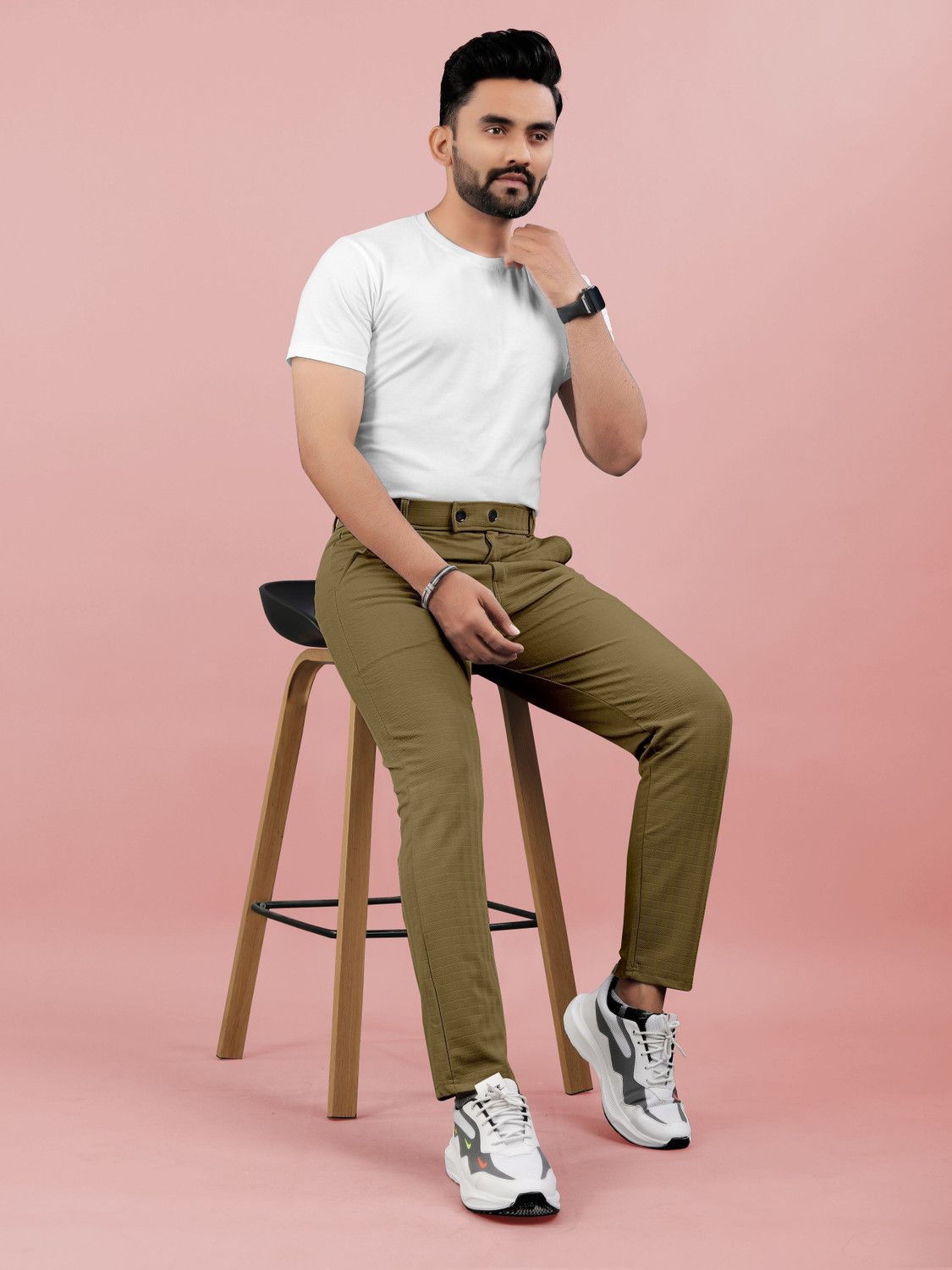 Image of Flicfol Regular Fit Men Brown Trousers
