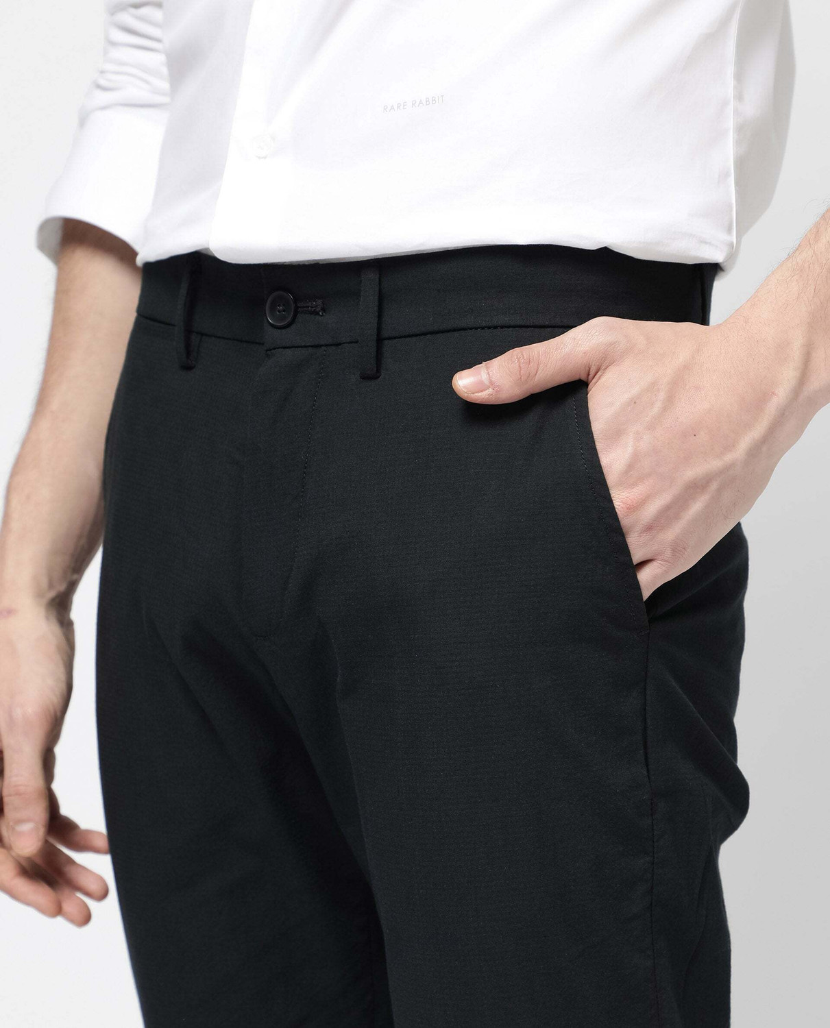 Image of RARE RABBIT Regular Fit Men Dark Blue Trousers