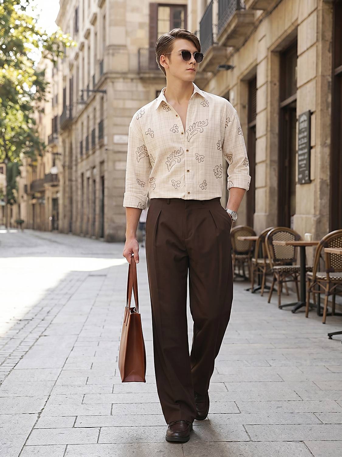 DENNISON Loose Fit Men Brown Trousers - Image 2