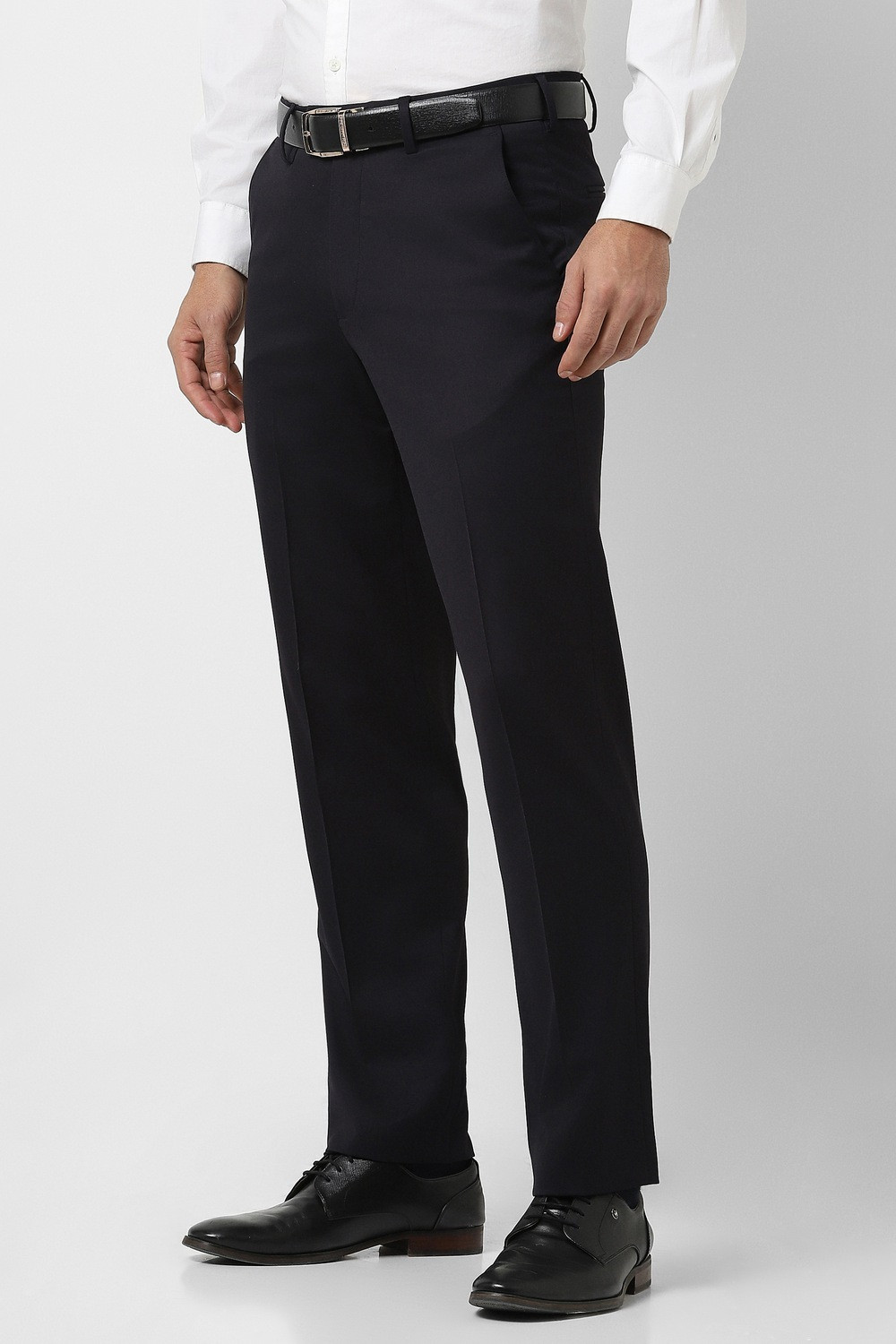 Image of VAN HEUSEN Regular Fit Men Black Trousers