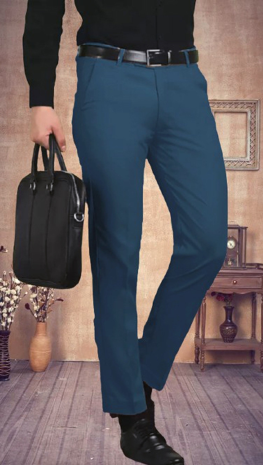 Image of AD & AV Regular Fit Men Blue Trousers