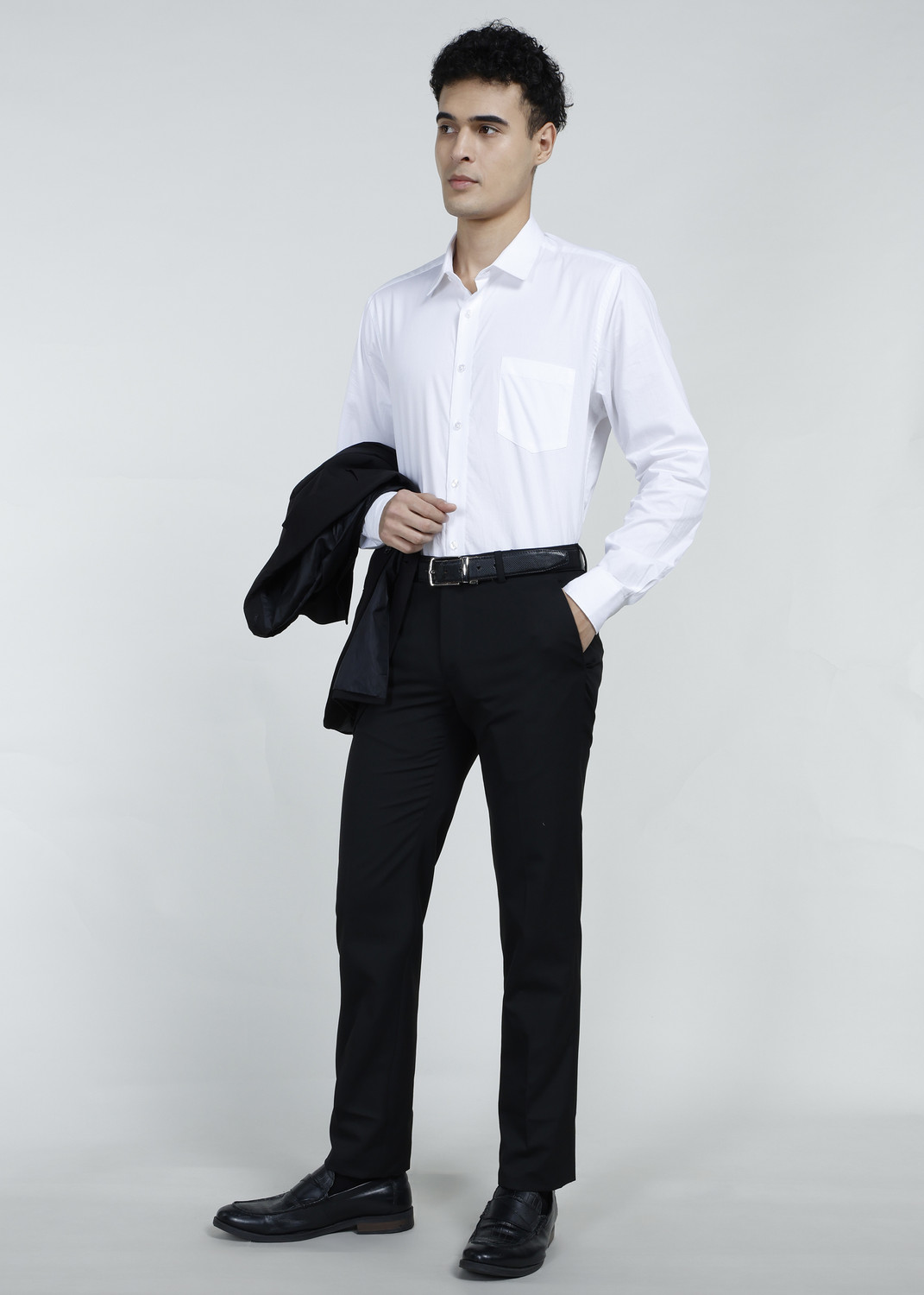 Image of PETER ENGLAND Slim Fit Men Black Trousers