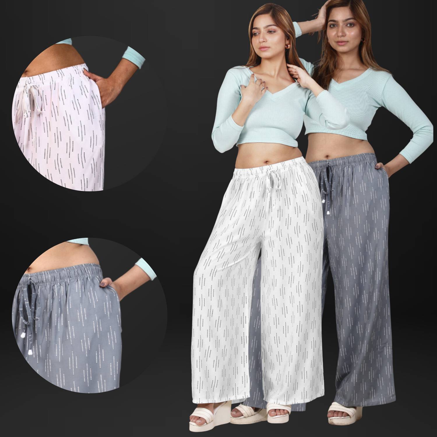 4K FASHION Relaxed Women White, Grey Trousers