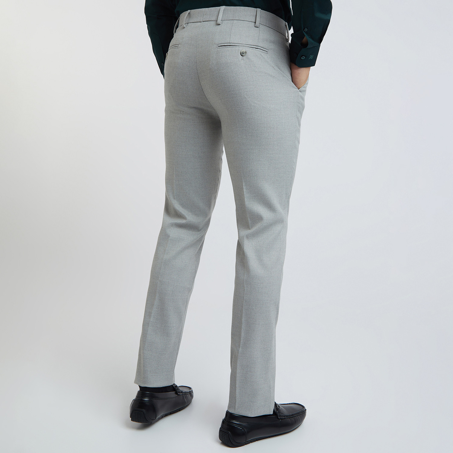 Image of Raymond Slim Fit Men Grey Trousers