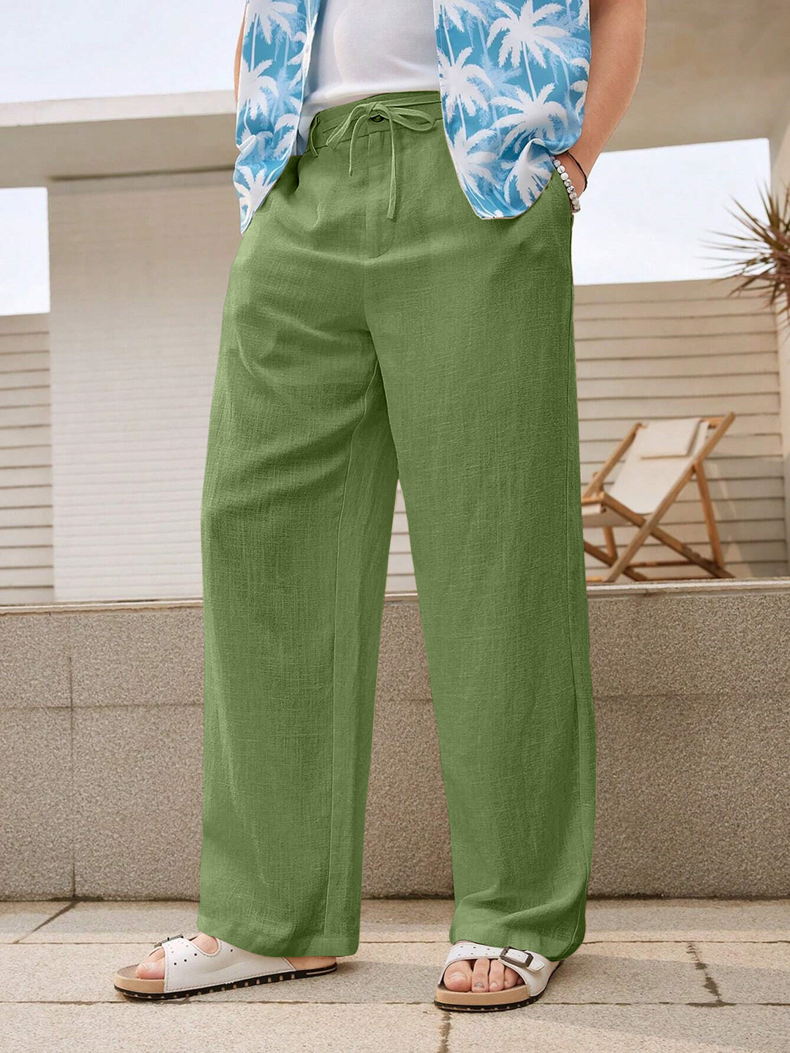 Image of Rawlane Solid Men Green Track Pants