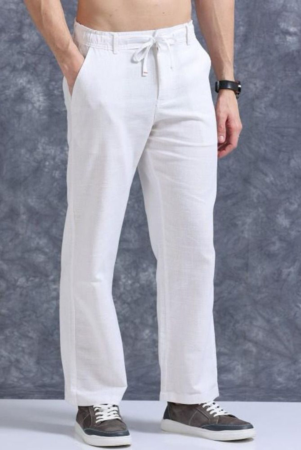 Image of M Q Denim Regular Fit Men White Trousers